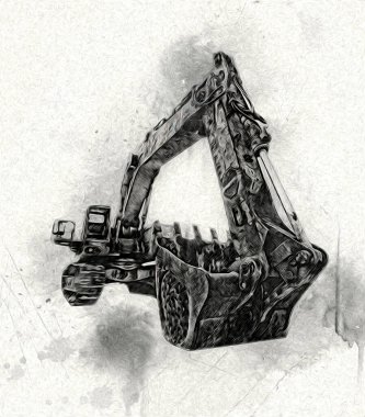 Ekskavatör illüstrasyon izole renk sanat eseri