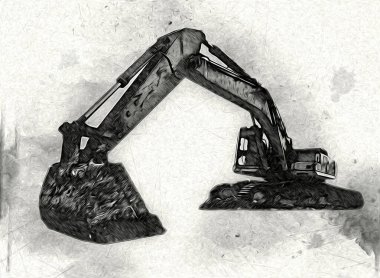 Ekskavatör illüstrasyon izole renk sanat eseri