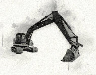 Ekskavatör illüstrasyon izole renk sanat eseri