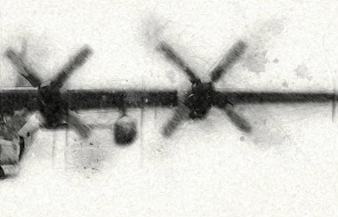 Amerikan savaş uçağı resim sanatı klasiği çiziyor.