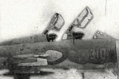 Amerikan savaş uçağı resim sanatı klasiği çiziyor.