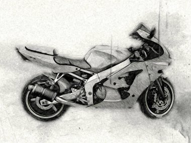 Motosiklet görüntüleme rengi izole edilmiş sanat antika retro