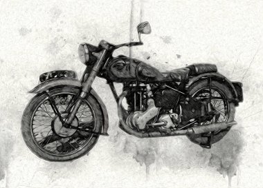 Motosiklet görüntüleme rengi izole edilmiş sanat antika retro