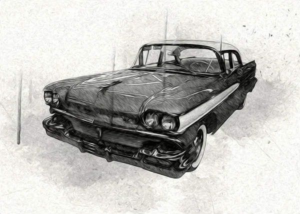 Ročník Retro Klasické Staré Auto Ilustrace — Stock fotografie