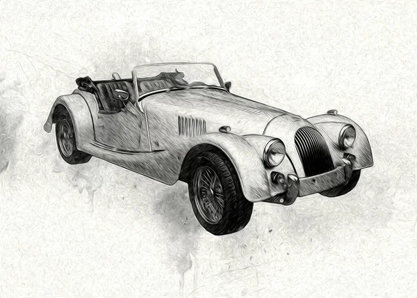Ročník Retro Klasické Staré Auto Ilustrace — Stock fotografie