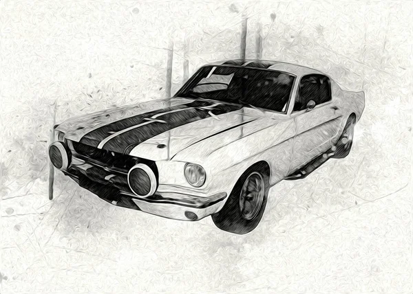 Vintage Retro Clássico Velho Carro Ilustração — Fotografia de Stock