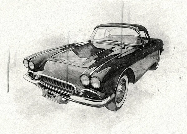 Vintage Retro Oldtimer Illustration — Stockfoto