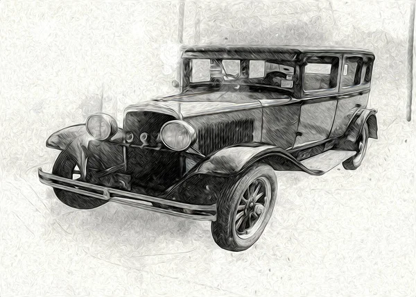 Vintage Retro Classique Vieille Illustration Voiture — Photo