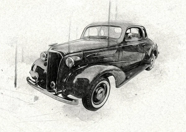 Vintage Retro Classique Vieille Illustration Voiture — Photo