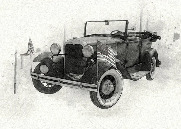 Vintage Retro Clássico Velho Carro Ilustração — Fotografia de Stock