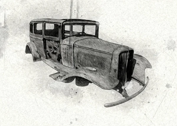 Ročník Retro Klasické Staré Auto Ilustrace — Stock fotografie