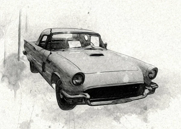 Vintage Retro Classic Old Car Illustration — Stock Photo, Image