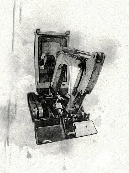 Ekskavatör illüstrasyon izole renk sanat eseri