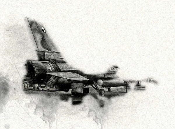 American Jet Fighter Aircraft Drawing Illustration Art Vintage — Stock Photo, Image