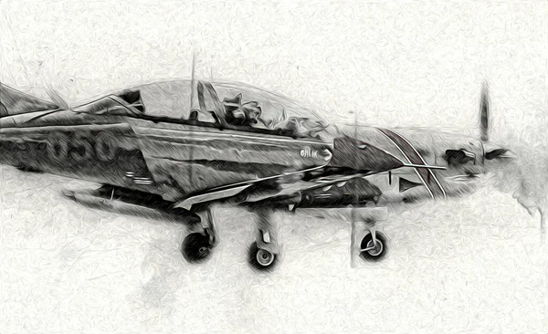 Americano Jet Fighter Aereo Disegno Illustrazione Arte Vintage — Foto Stock