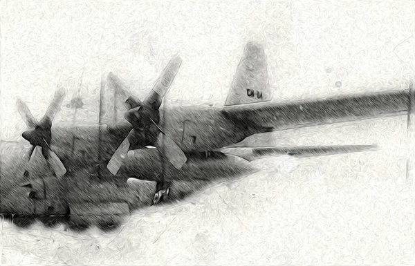 Americano Jet Fighter Aereo Disegno Illustrazione Arte Vintage — Foto Stock