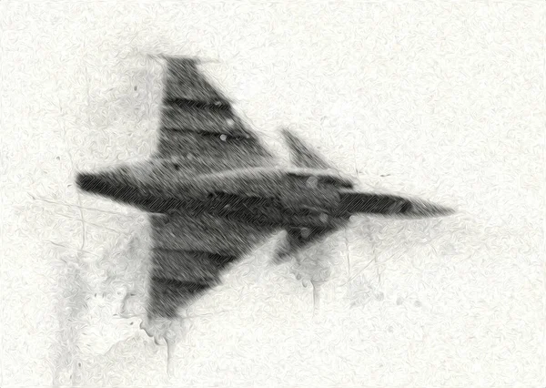 American Jet Fighter Aircraft Drawing Illustration Art Vintage — Stock Photo, Image