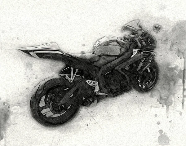 Motocykl Ilustrace Barva Izolované Umění Vintage Retro — Stock fotografie