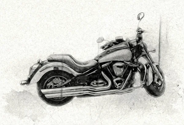 Motorrad Llustration Farbe Isoliert Kunst Vintage Retro — Stockfoto