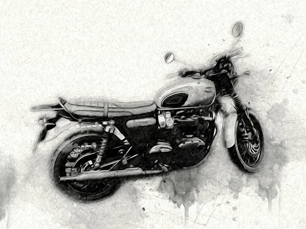 Motocicleta Llustração Cor Isolado Arte Vintage Retro — Fotografia de Stock