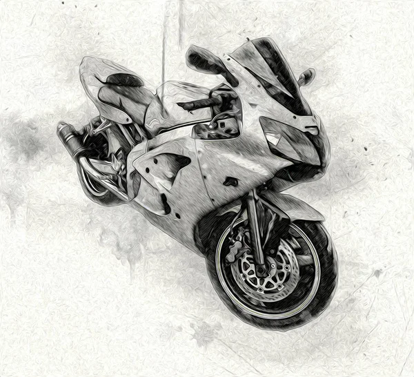 Motocykl Ilustrace Barva Izolované Umění Vintage Retro — Stock fotografie