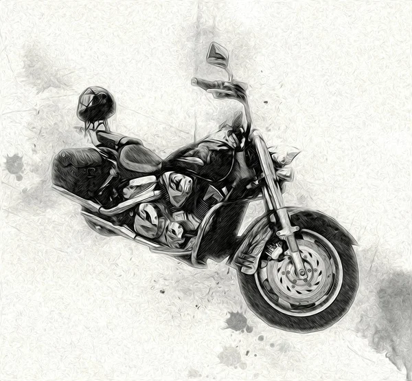 Motocicleta Llustração Cor Isolado Arte Vintage Retro — Fotografia de Stock