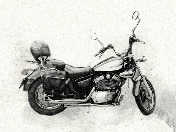 Motocykl Ilustracja Kolor Izolowane Sztuki Vintage Retro — Zdjęcie stockowe