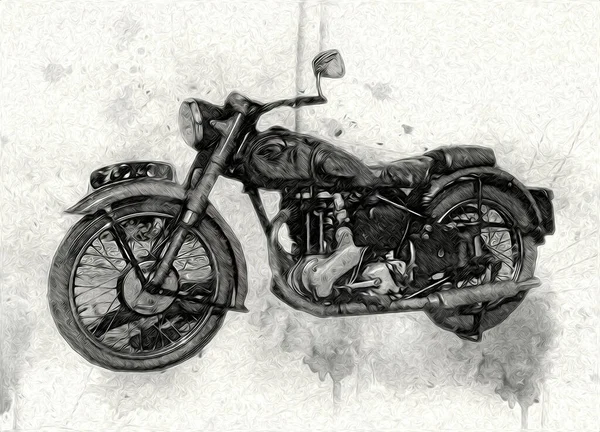 Motorrad Llustration Farbe Isoliert Kunst Vintage Retro — Stockfoto