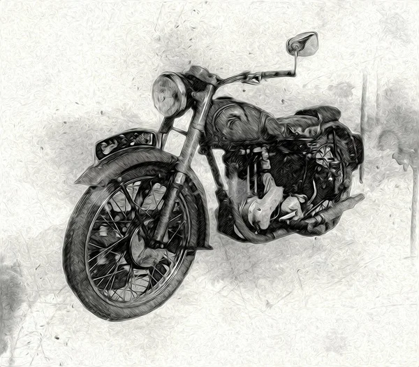 Motocykl Ilustracja Kolor Izolowane Sztuki Vintage Retro — Zdjęcie stockowe