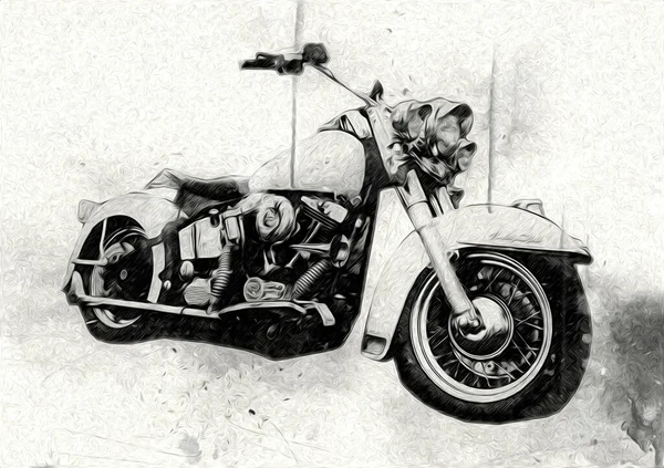 Motor Cykel Llustration Färg Isolerad Konst Vintage Retro — Stockfoto