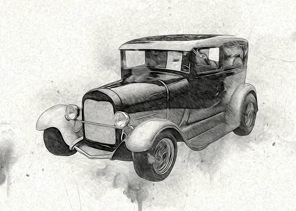 Vintage Retro Classic Old Car Illustration — Stock Photo, Image