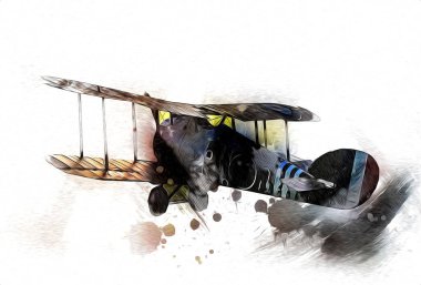 Beyaz arka planda izole edilmiş eski bir savaş uçağı.