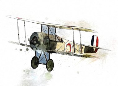 Beyaz arka planda izole edilmiş eski bir savaş uçağı.