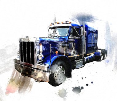 American truck illustration color isolated art vintage retro clipart