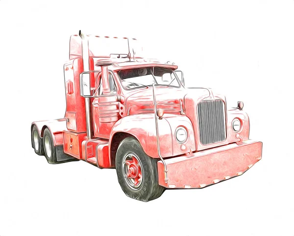 American Truck Illustration Color Isolated Art Vintage Retro – stockfoto