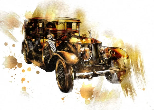 Vintage Retro Classic Old Car Illustration — Stock Photo, Image