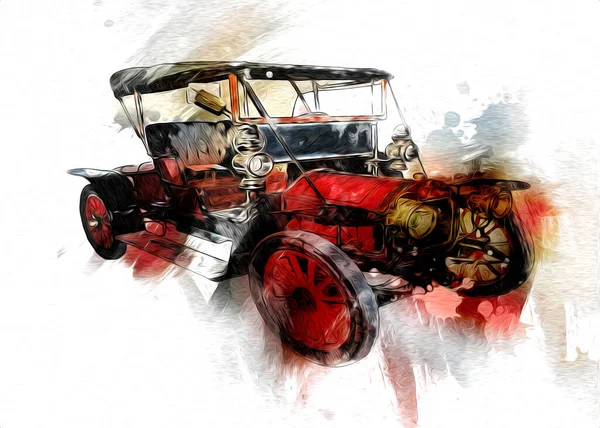 Vintage Retro Classique Vieille Illustration Voiture — Photo