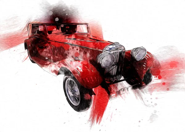 Vintage Retro Oldtimer Illustration — Stockfoto