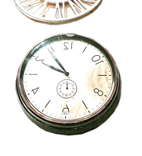 Les Cadrans Des Anciennes Horloges Classiques Sur Fond Papier Vintage — Photo