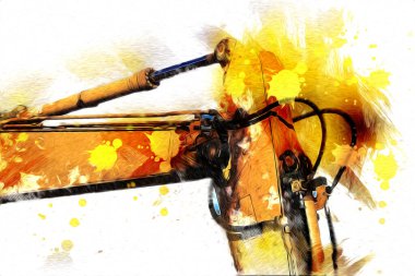 Ekskavatör illüstrasyon izole renk sanat eseri