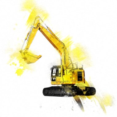 Ekskavatör illüstrasyon izole renk sanat eseri