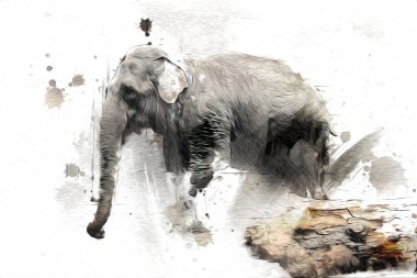 Fil sanatı illüstrasyonu eski moda.