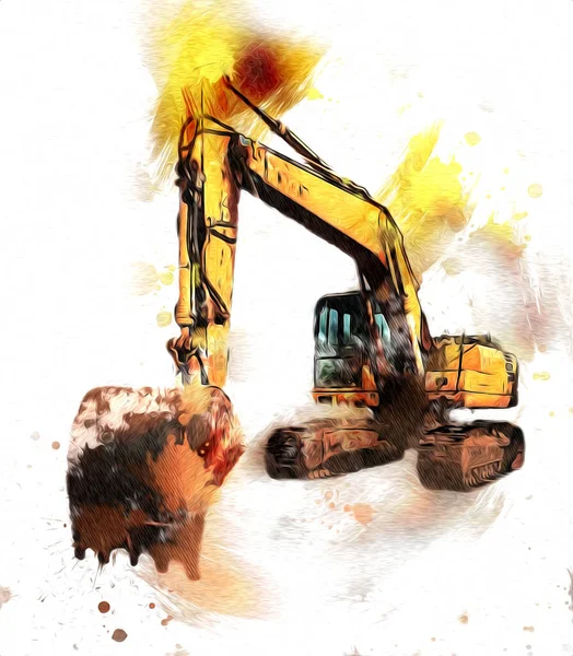 Excavator illustration color isolated art work