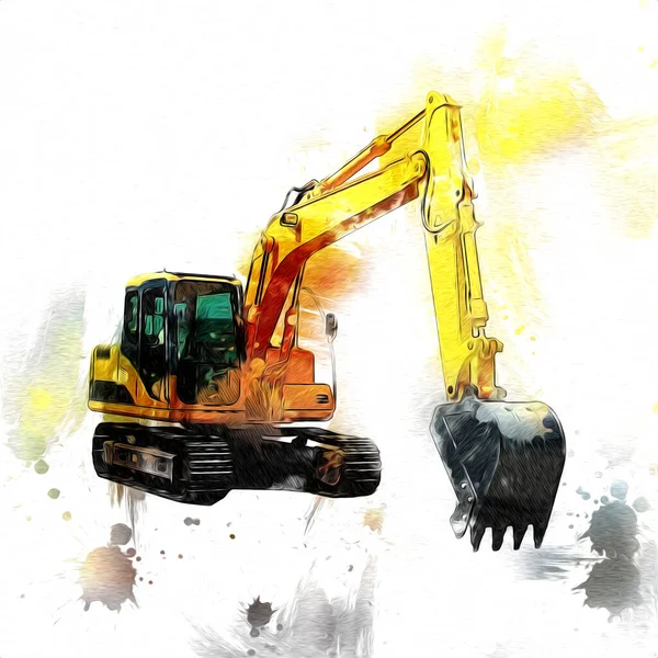 Excavator Illustration Color Isolated Art Work — Stock Photo, Image