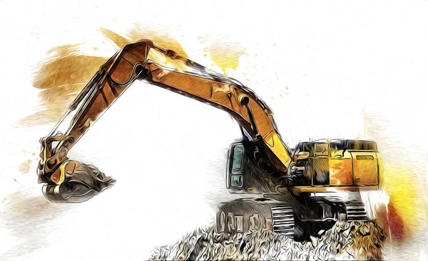 Excavator Illustration Color Isolated Art Work — Stock Photo, Image