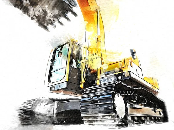 Excavator illustration color isolated art work