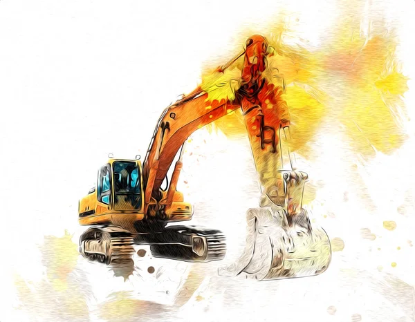 Excavator Illustration Color Isolated Art Work — Stock Photo, Image