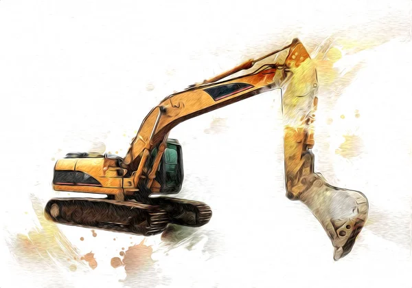 Excavator Illustration Color Isolated Art Work — Stock Photo, Image