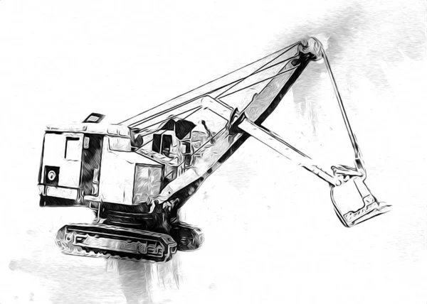 Excavator Illustration Color Isolated Art Work — Stock Photo, Image