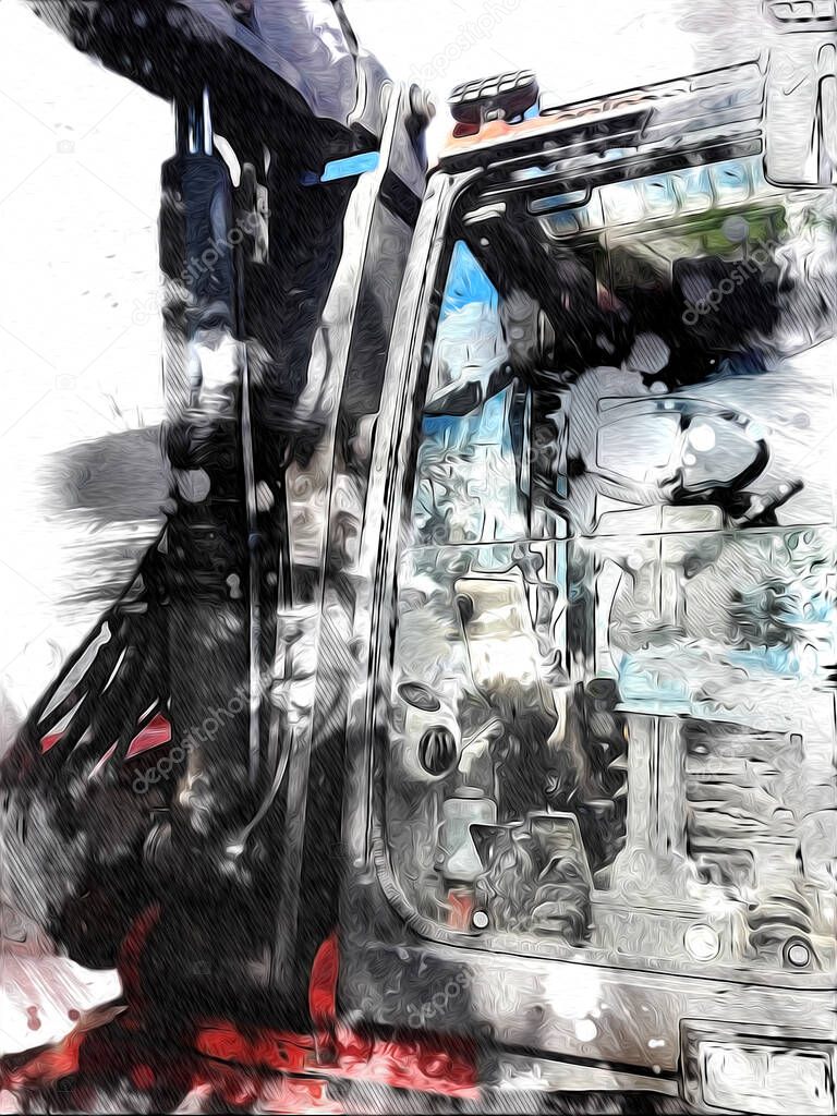 Excavator illustration color isolated art work